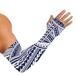 Blue Maori Polynesian Tattoo Print Sun Protection Arm Sleeves