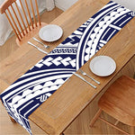 Blue Maori Polynesian Tattoo Print Table Runner