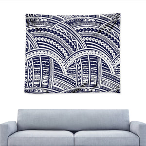 Blue Maori Polynesian Tattoo Print Tapestry