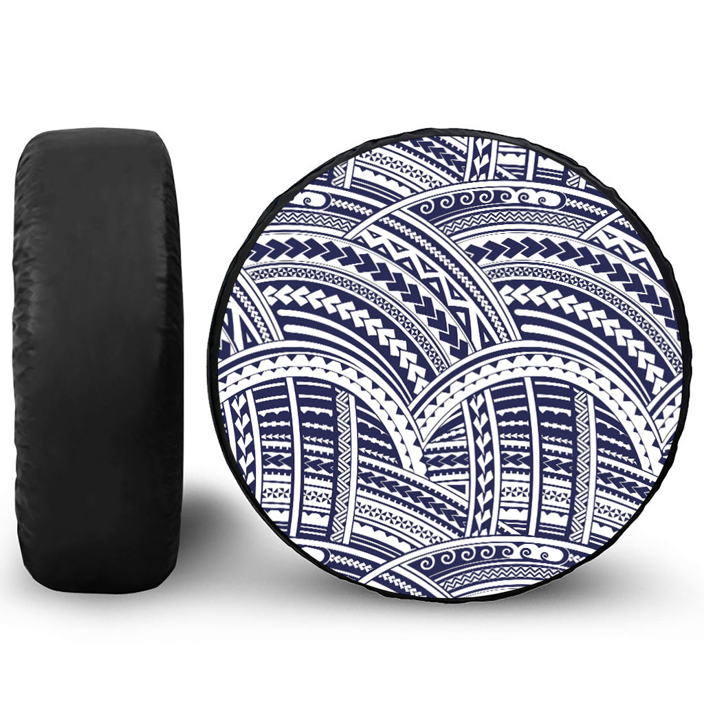 Blue Maori Polynesian Tattoo Print Tire Cover