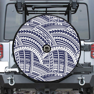 Blue Maori Polynesian Tattoo Print Tire Cover With Camera Hole