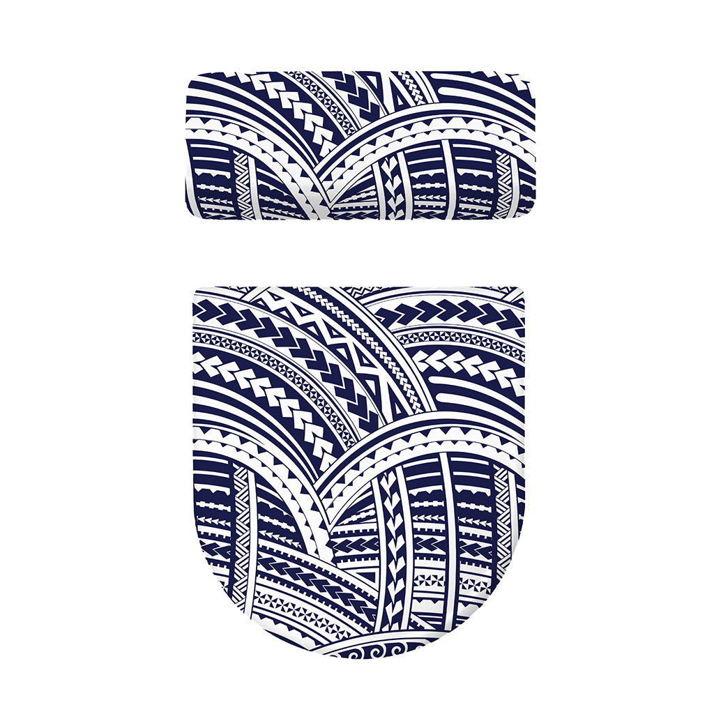 Blue Maori Polynesian Tattoo Print Toilet Lid And Tank Cover Set