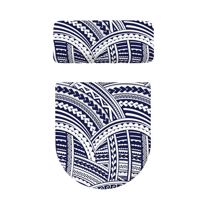Blue Maori Polynesian Tattoo Print Toilet Lid And Tank Cover Set