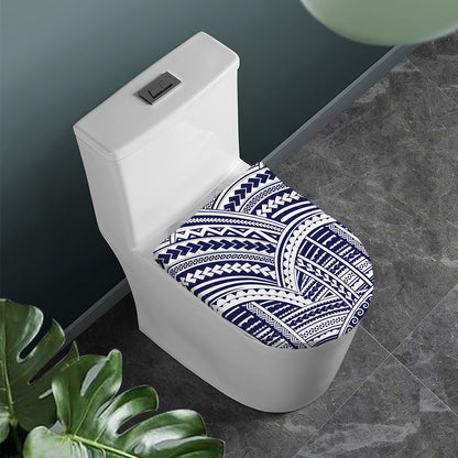 Blue Maori Polynesian Tattoo Print Toilet Lid Cover