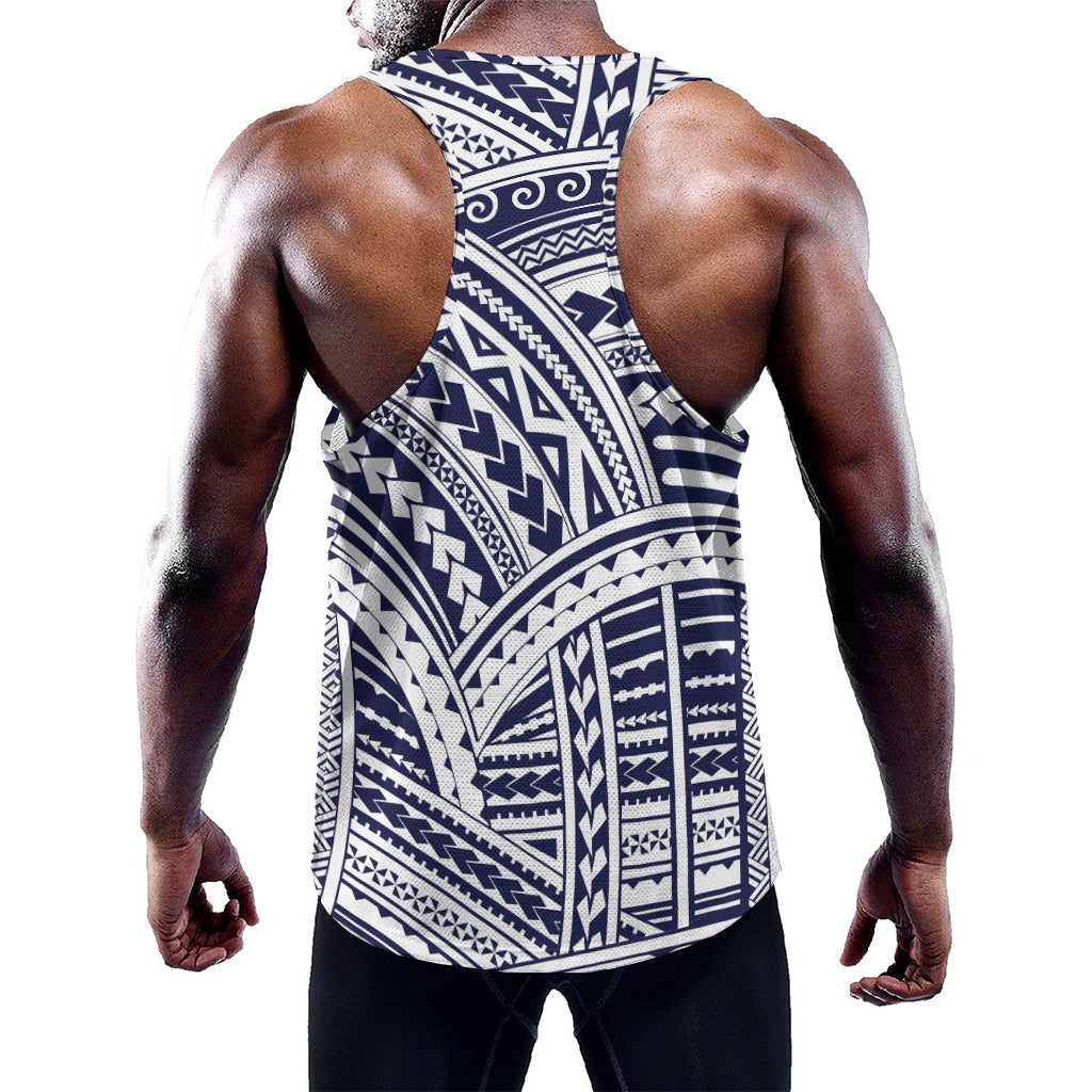 Blue Maori Polynesian Tattoo Print Training Tank Top