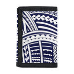 Blue Maori Polynesian Tattoo Print Trifold Wallet