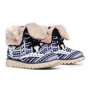 Blue Maori Polynesian Tattoo Print Winter Boots