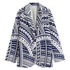 Blue Maori Polynesian Tattoo Print Women's Blazer