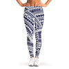 Blue Maori Polynesian Tattoo Print Women's Leggings