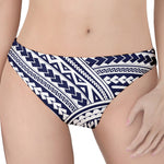 Blue Maori Polynesian Tattoo Print Women's Thong