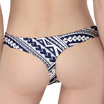 Blue Maori Polynesian Tattoo Print Women's Thong