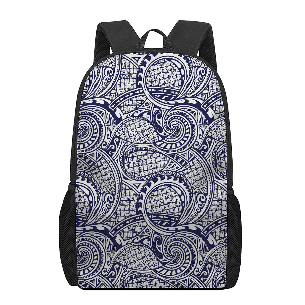 Blue Maori Polynesian Tribal Print 17 Inch Backpack