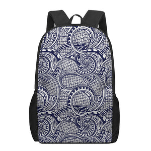 Blue Maori Polynesian Tribal Print 17 Inch Backpack