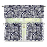 Blue Maori Polynesian Tribal Print 3 Piece Kitchen Curtains