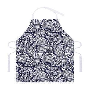 Blue Maori Polynesian Tribal Print Adjustable Apron