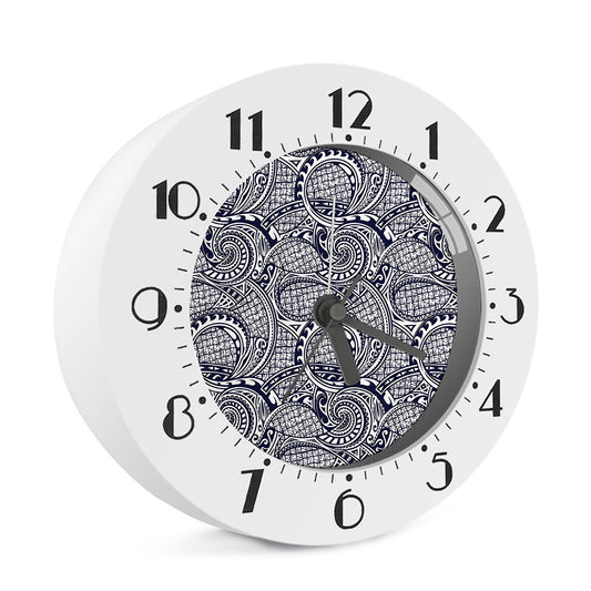 Blue Maori Polynesian Tribal Print Alarm Clock