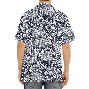 Blue Maori Polynesian Tribal Print Aloha Shirt