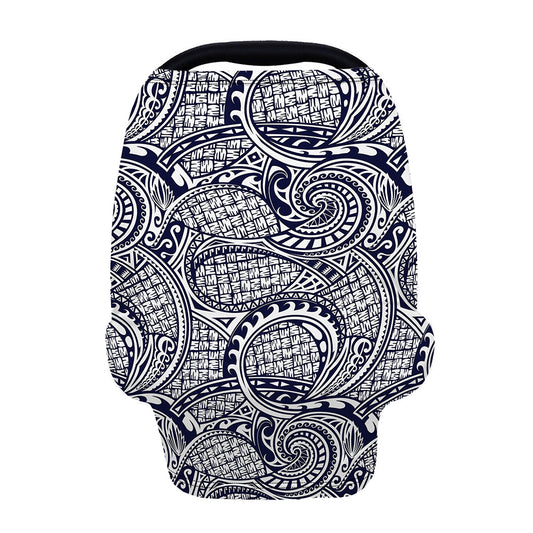 Blue Maori Polynesian Tribal Print Baby Seat Cover