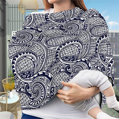 Blue Maori Polynesian Tribal Print Baby Seat Cover