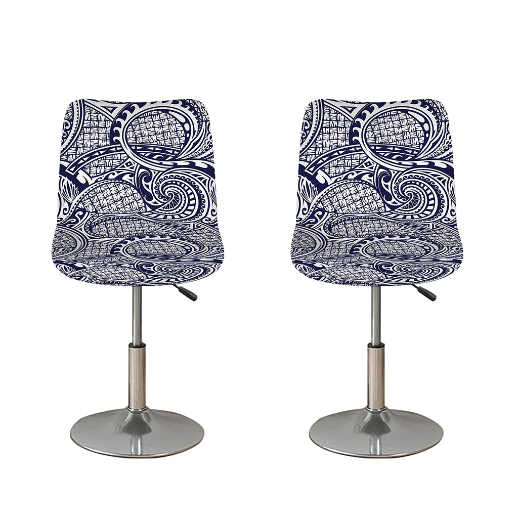 Blue Maori Polynesian Tribal Print Bar Stool Covers