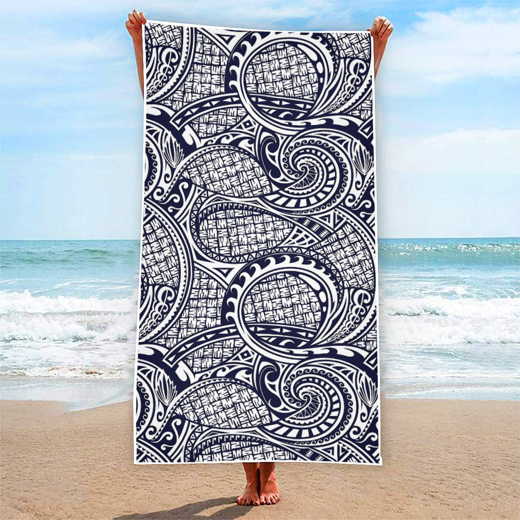 Blue Maori Polynesian Tribal Print Beach Towel