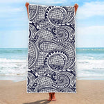 Blue Maori Polynesian Tribal Print Beach Towel