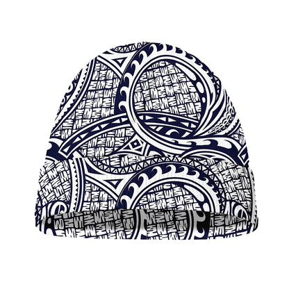 Blue Maori Polynesian Tribal Print Beanie