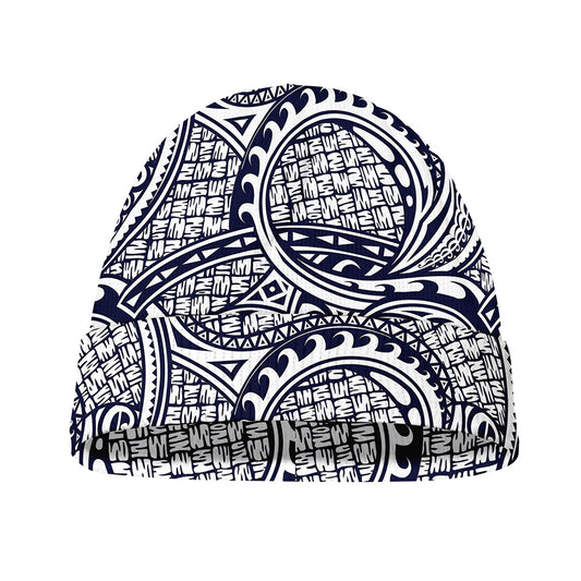 Blue Maori Polynesian Tribal Print Beanie