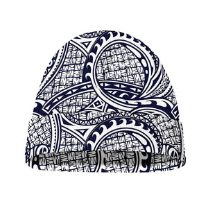 Blue Maori Polynesian Tribal Print Beanie