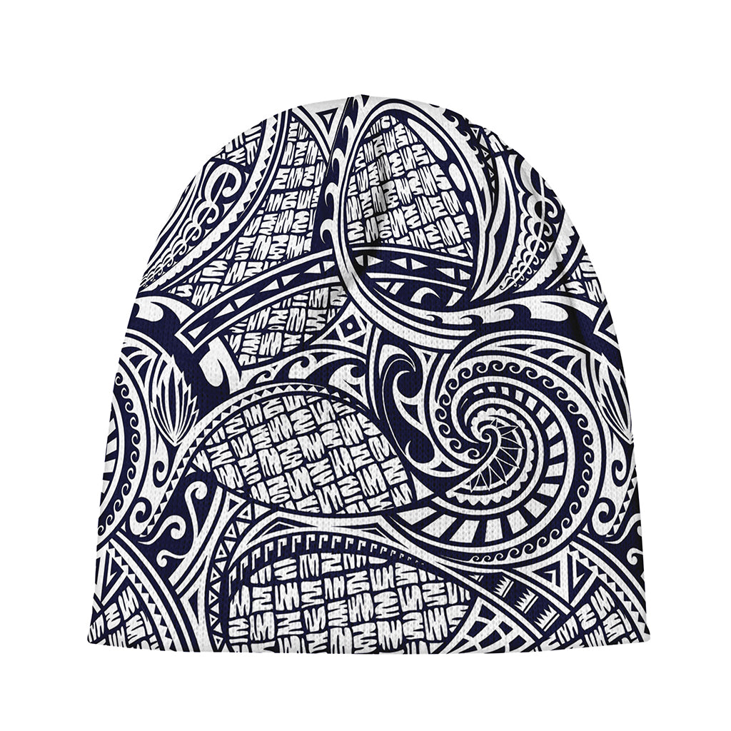 Blue Maori Polynesian Tribal Print Beanie