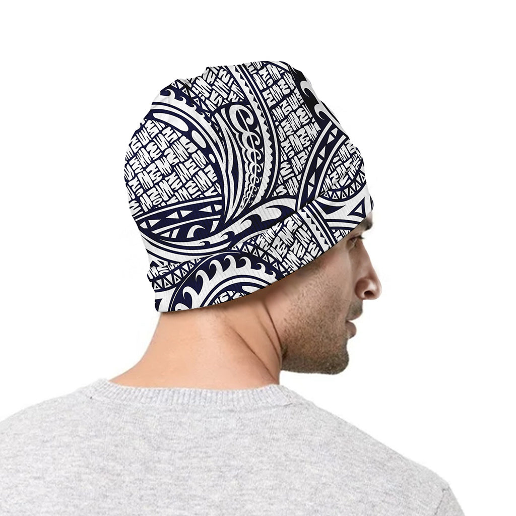 Blue Maori Polynesian Tribal Print Beanie