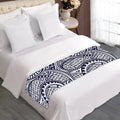 Blue Maori Polynesian Tribal Print Bed Runner