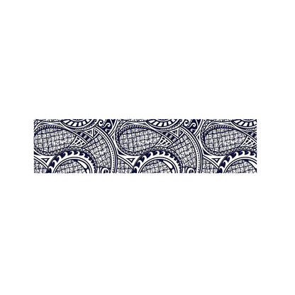Blue Maori Polynesian Tribal Print Bed Runner