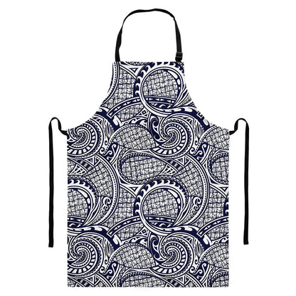 Blue Maori Polynesian Tribal Print Bib Apron With Pocket