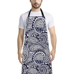 Blue Maori Polynesian Tribal Print Bib Apron With Pocket