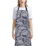 Blue Maori Polynesian Tribal Print Bib Apron With Pocket