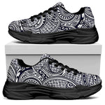 Blue Maori Polynesian Tribal Print Black Chunky Shoes