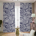 Blue Maori Polynesian Tribal Print Dimout Pencil Pleat Curtains