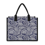 Blue Maori Polynesian Tribal Print Canvas Tote Bag