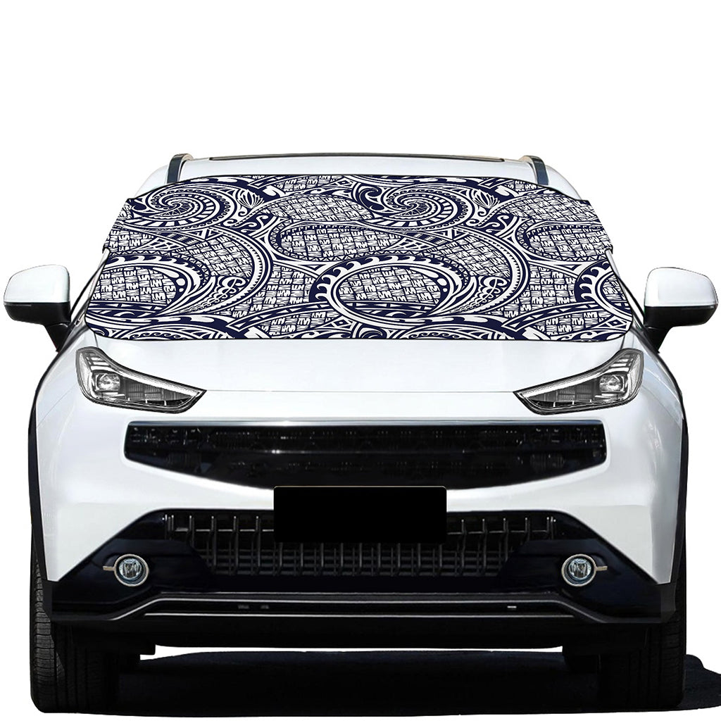 Blue Maori Polynesian Tribal Print Car Windshield Snow Cover