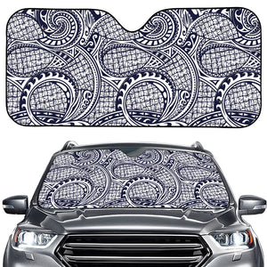 Blue Maori Polynesian Tribal Print Car Windshield Sun Shade