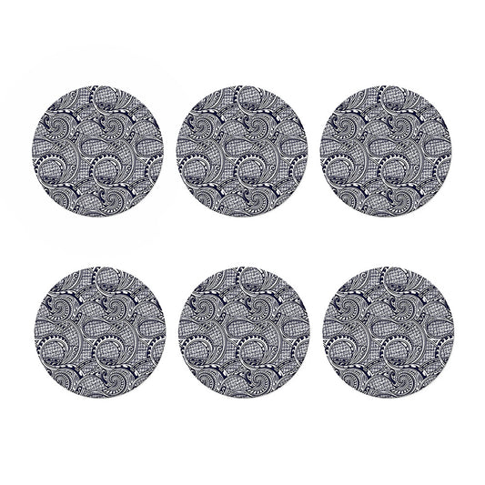 Blue Maori Polynesian Tribal Print Coaster Set