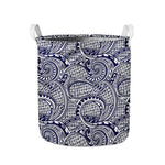 Blue Maori Polynesian Tribal Print Collapsible Laundry Basket