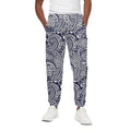 Blue Maori Polynesian Tribal Print Cotton Sweatpants