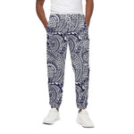 Blue Maori Polynesian Tribal Print Cotton Pants