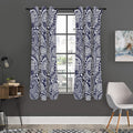 Blue Maori Polynesian Tribal Print Grommet Curtain Panels