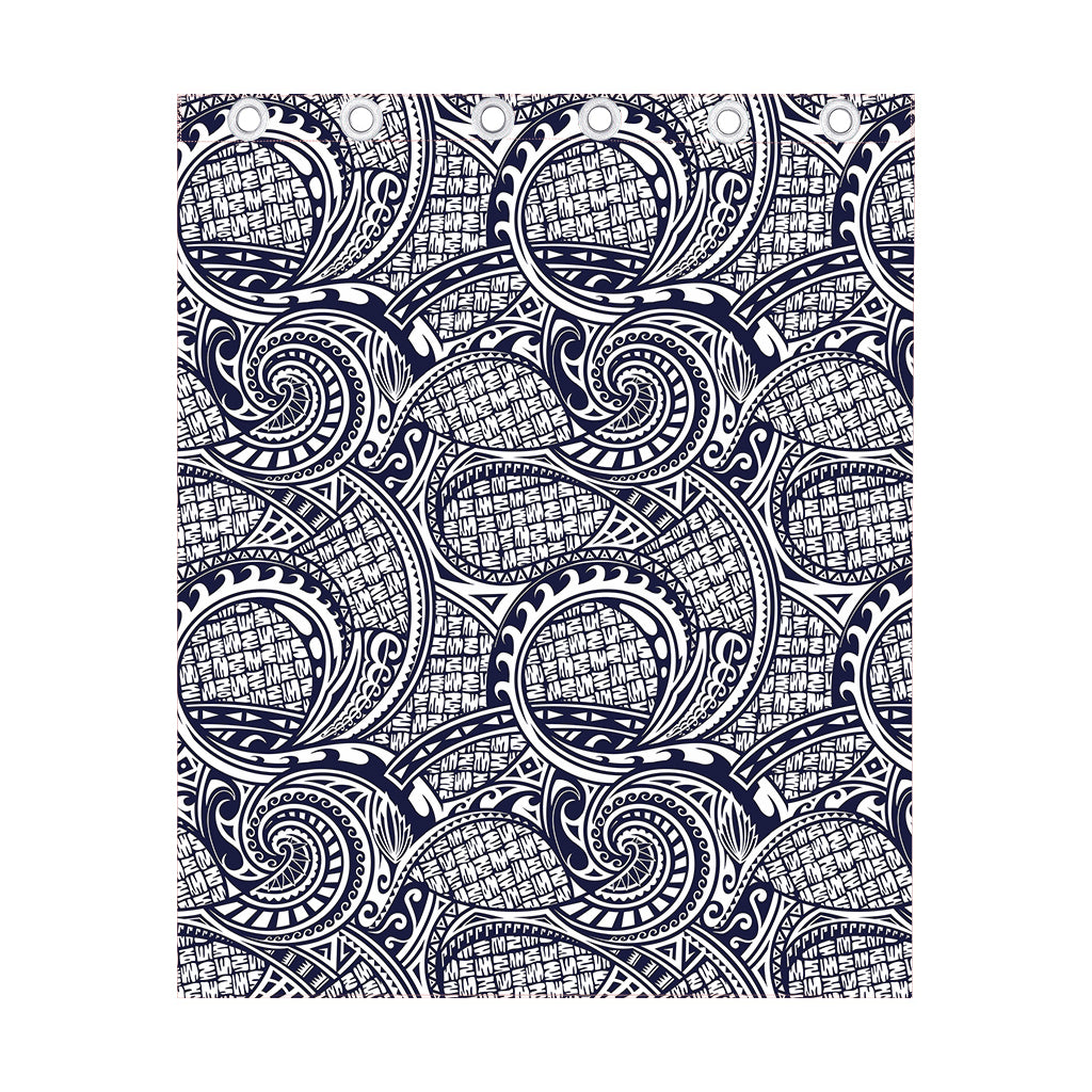 Blue Maori Polynesian Tribal Print Curtain