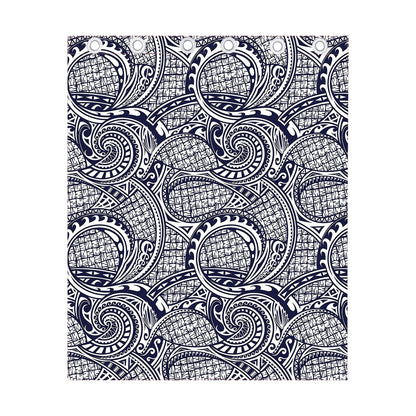 Blue Maori Polynesian Tribal Print Curtain