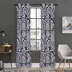 Blue Maori Polynesian Tribal Print Curtain