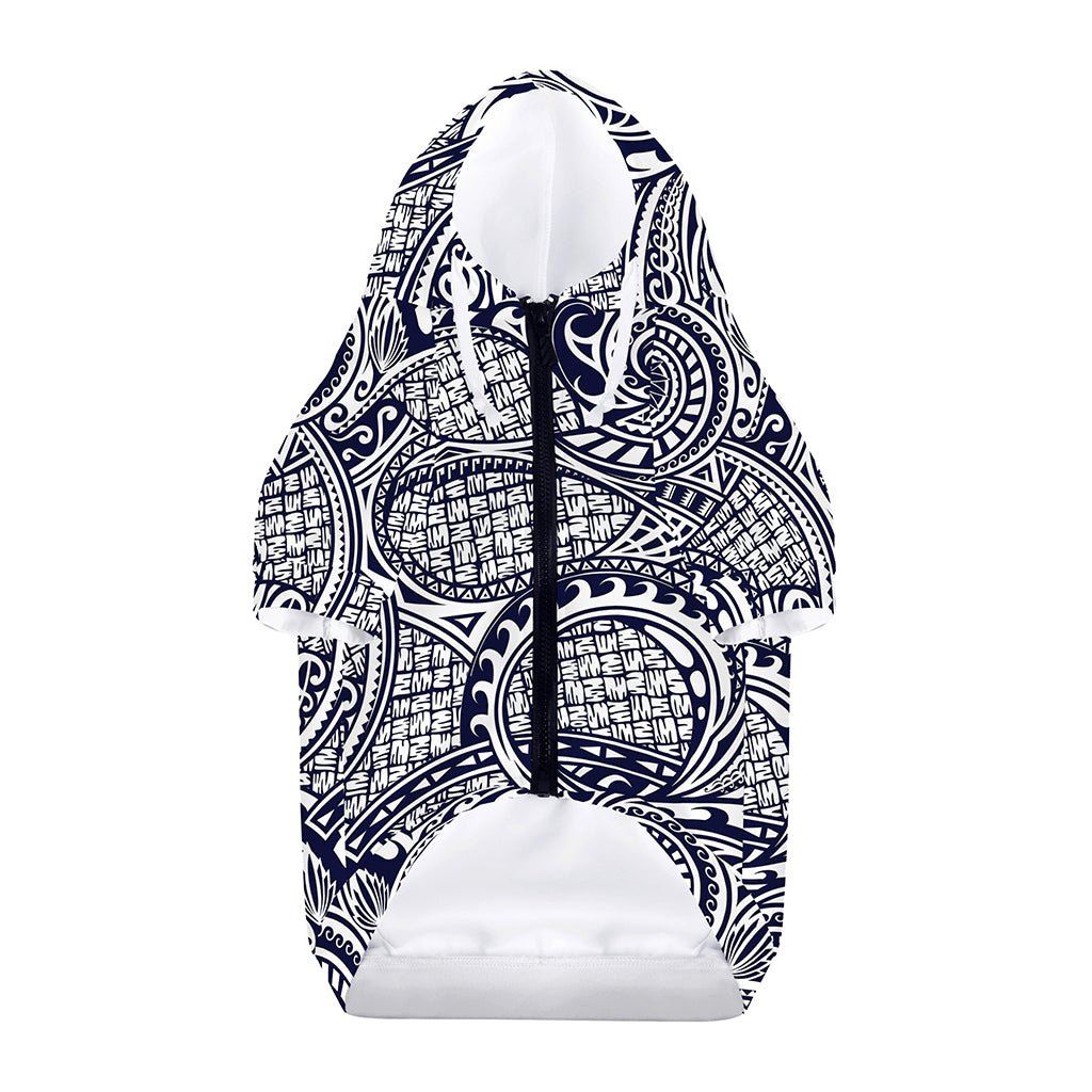 Blue Maori Polynesian Tribal Print Dog Zip Up Hoodie